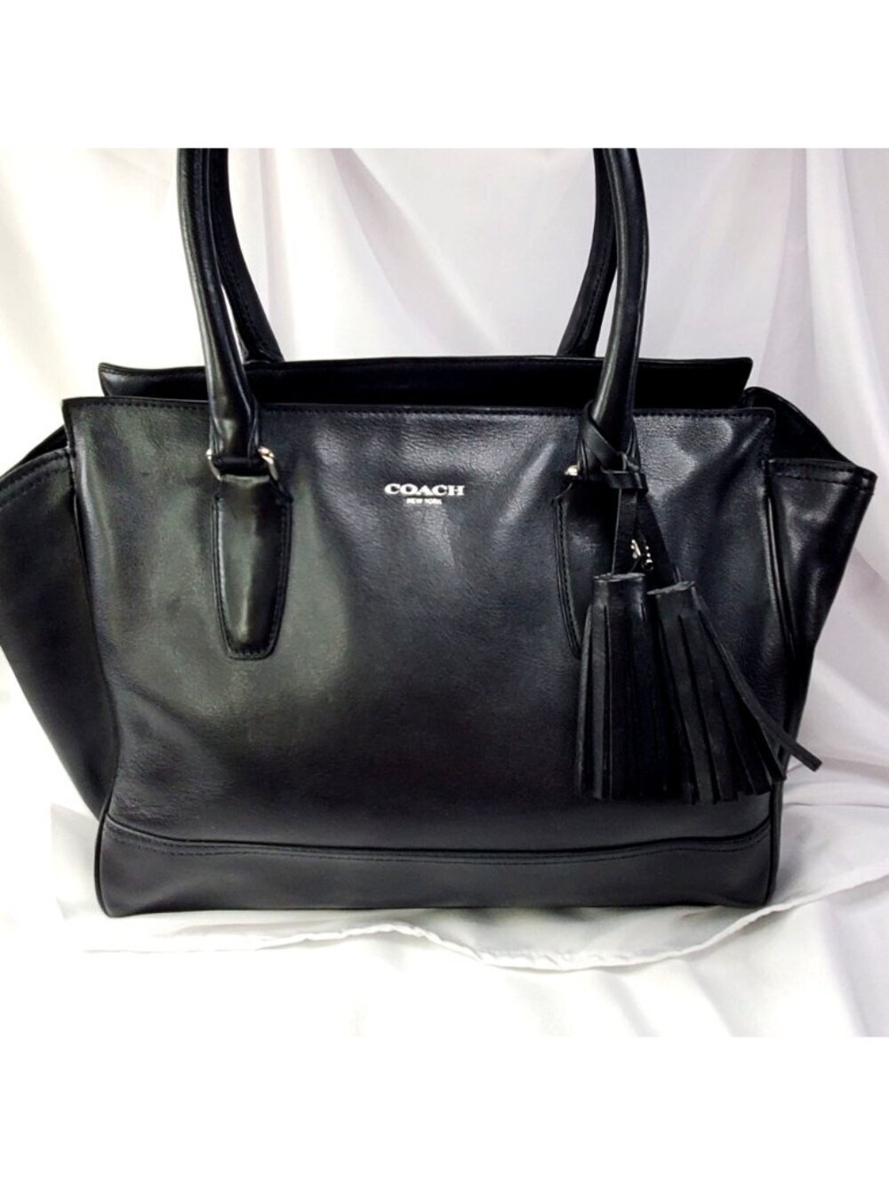 Coach Legacy Candice Carryall Black Leather Tote Bag Tassel & Dust Bag Y2K 19890 - Picture 8 of 14